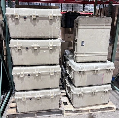 Pelican 1630 Protector Case Tan Transport Rolling Waterproof Used B/C