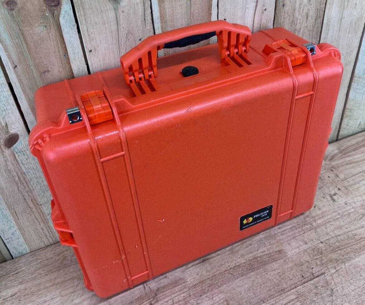 Pelican 1600 Protector Storage Case Waterproof Orange Good Condition AB