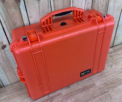 Pelican 1600 Protector Storage Case Waterproof Orange Good Condition AB