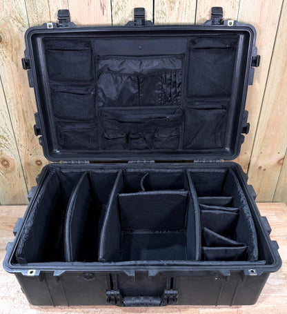 Pelican 1650 Protector Case W/ Padded Foam and Lid Divider Set Black Rolling