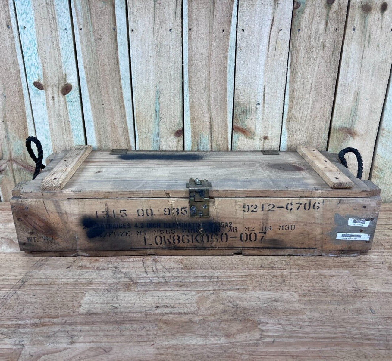 Wooden Surplus Ammo Crate M2 M30 Mortar Explosives Box U.S. Military Munitions