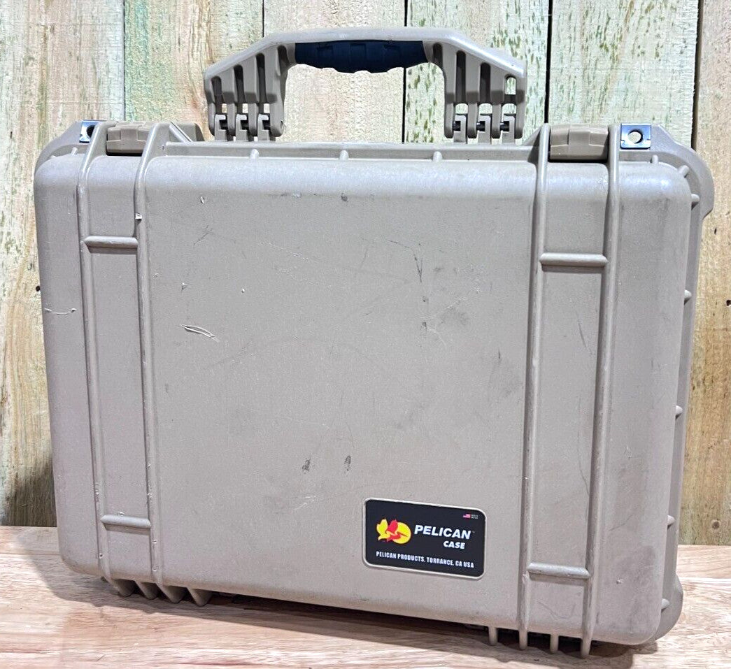 Pelican 1520 Tan Hard Protector Case Good Condition A/B Waterproof Free Shipping