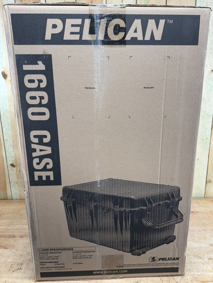 Pelican 1660 Protector Case Rolling Waterproof Black Brand New NIB