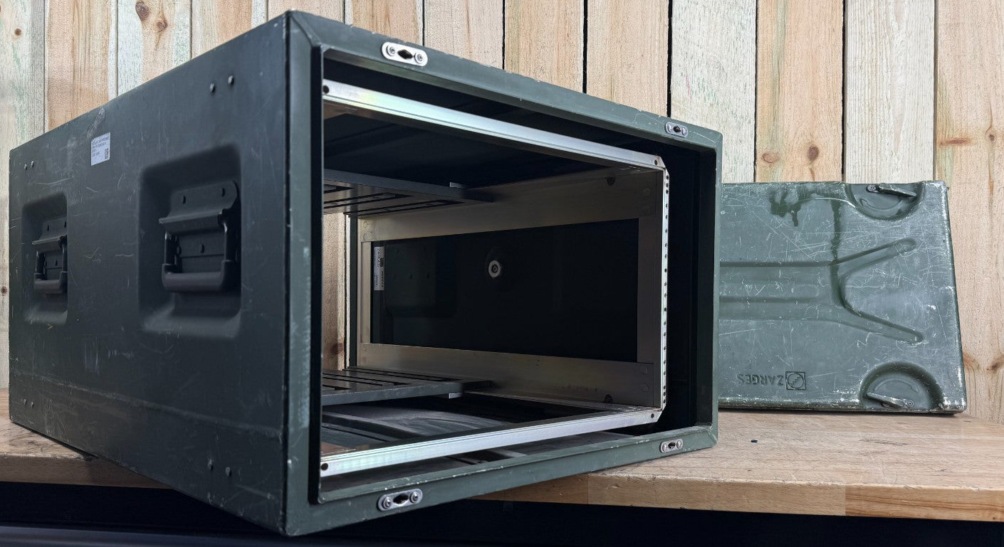 Zarges Metal Server Rack Military Surplus W/ 6U 24x19" Frame Rackmount Case