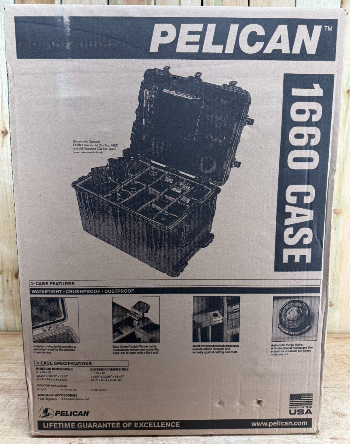 Pelican 1660 Protector Case Rolling Waterproof Black Brand New NIB